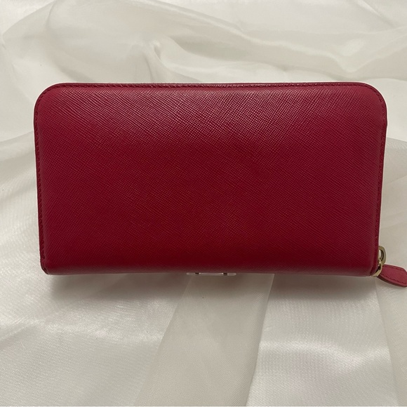 Prada Saffiano Leather Fiocco Bow Peonia Wallet - Picture 2 of 13